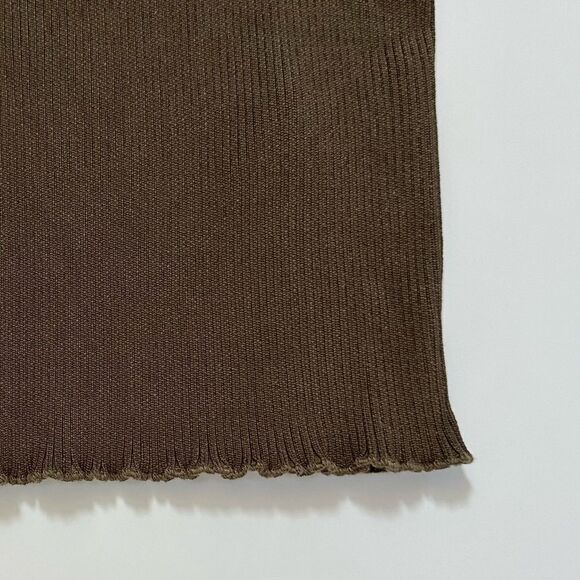 Good American Ribbed Midi Skirt in Olive Green Size 1 - Picture 7 of 8